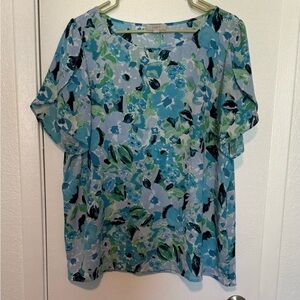 Loft Outlet Women's Blue Floral Top
